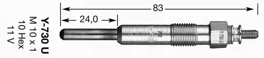 Свеча накаливания NGK 6704 (Y-730U, D-Power 17, DP17)